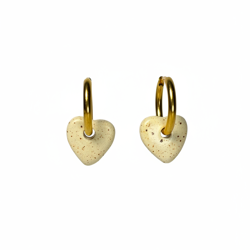 Pendientes Corazón Crema