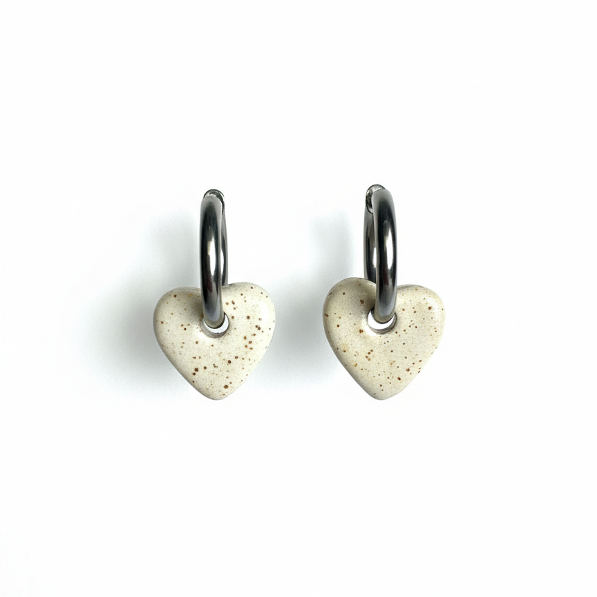 Pendientes Corazón Crema
