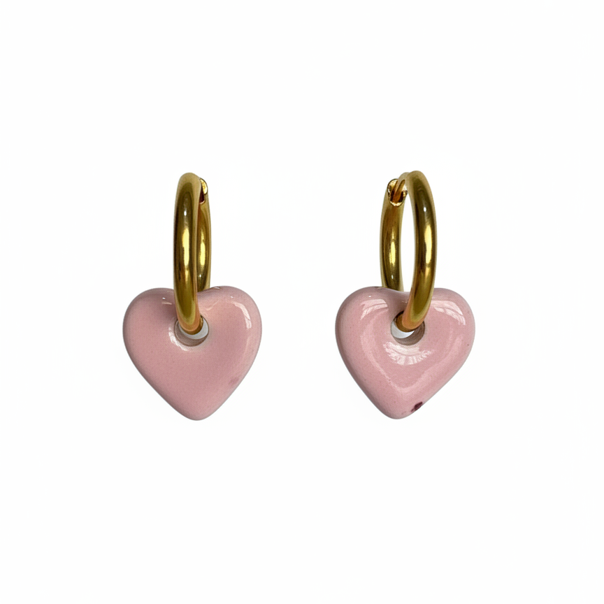 Pendientes Corazón Rosa