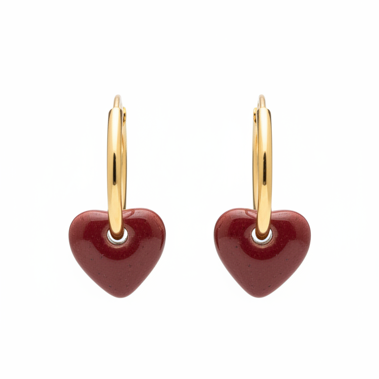 Pendientes Corazón Granate